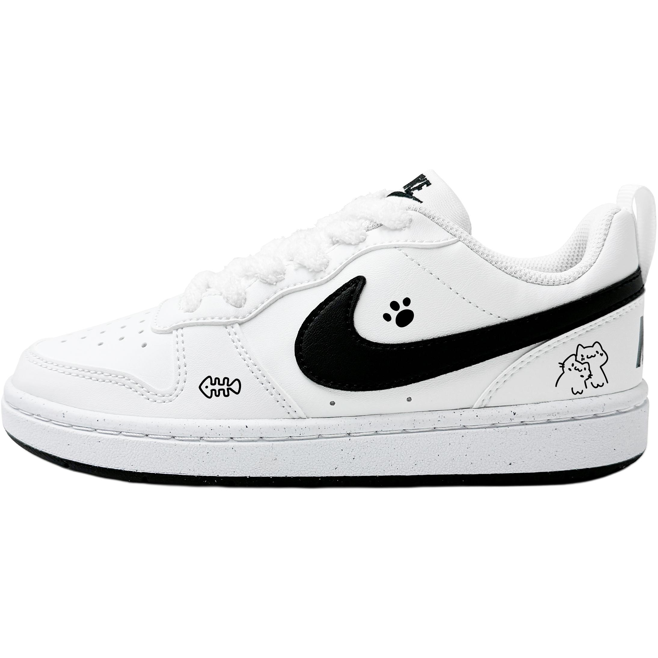 Nike Court Borough Cute Cat Paw Abrasion Resistant Low top Kids' Skateboarding Shoes Black White Teenagers
Nike Court Borough Cute Cat Paw Abrasion Resistant Low top Kids' Skateboarding Shoes Black White Teenagers