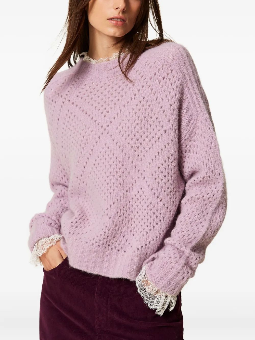 Свитер с ромбовидным узором Twinset, фиолетовый
Свитер с ромбовидным узором Twinset, фиолетовый