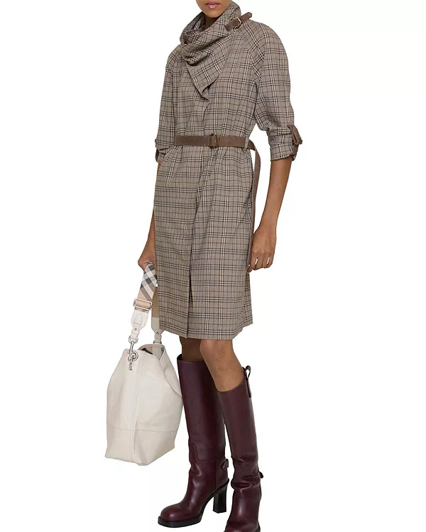 Шерстяное платье в клетку с воротником-шарфом Burberry, бежевый
Шерстяное платье в клетку с воротником-шарфом Burberry, бежевый