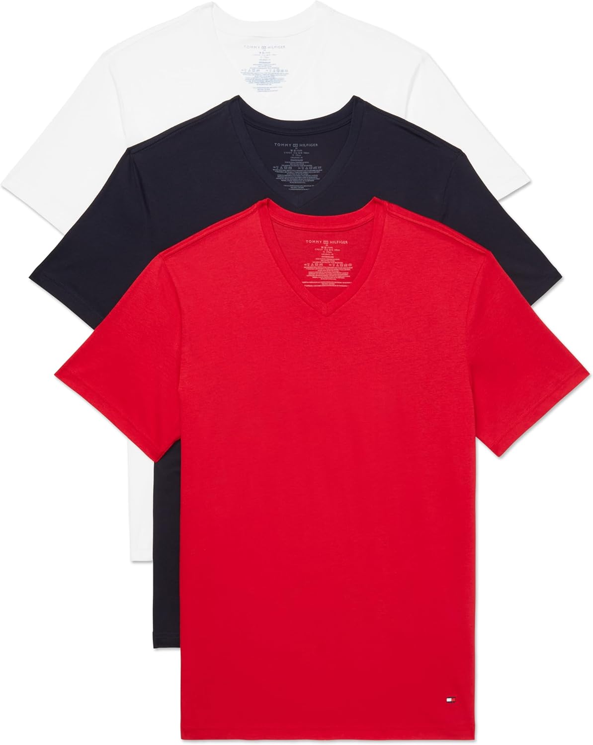 Комплект из 3 классических мужских хлопковых маек Tommy Hilfiger с V-образным вырезом, Primary Red, Navy, White
Комплект из 3 классических мужских хлопковых маек Tommy Hilfiger с V-образным вырезом, Primary Red, Navy, White