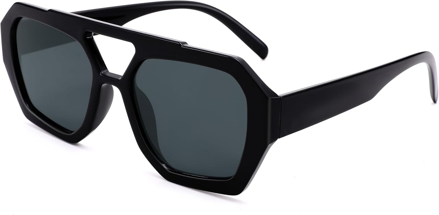 Солнцезащитные очки-авиаторы Bouryo Trendy Square для женщин и мужчин, шестиугольная квадратная оправа с толстой двойной перемычкой, подходят для широкого лица, A4 Black / Grey
Солнцезащитные очки-авиаторы Bouryo Trendy Square для женщин и мужчин, шестиугольная квадратная оправа с толстой двойной перемычкой, подходят для широкого лица, A4 Black / Grey