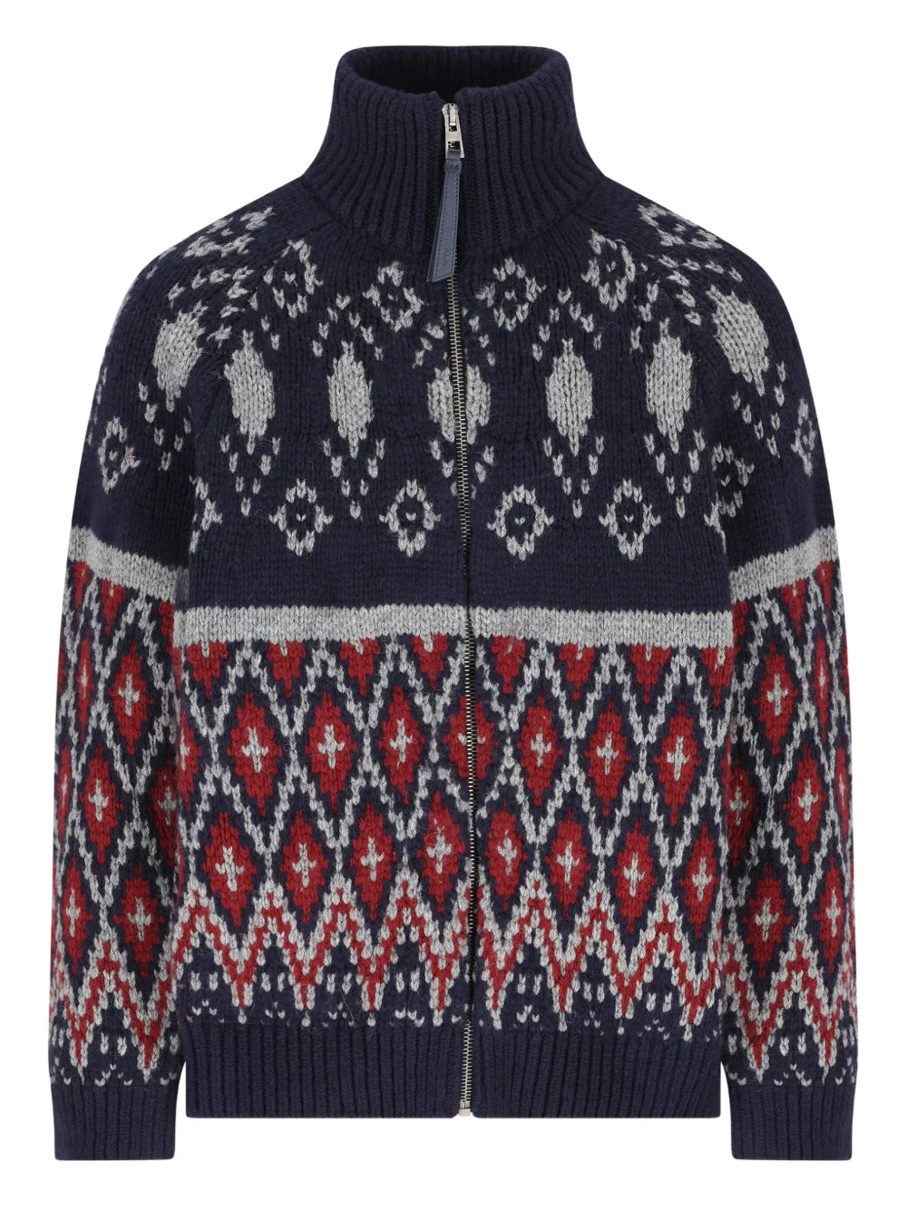 Вязаный свитер на молнии с узором Loewe, синий
Вязаный свитер на молнии с узором Loewe, синий