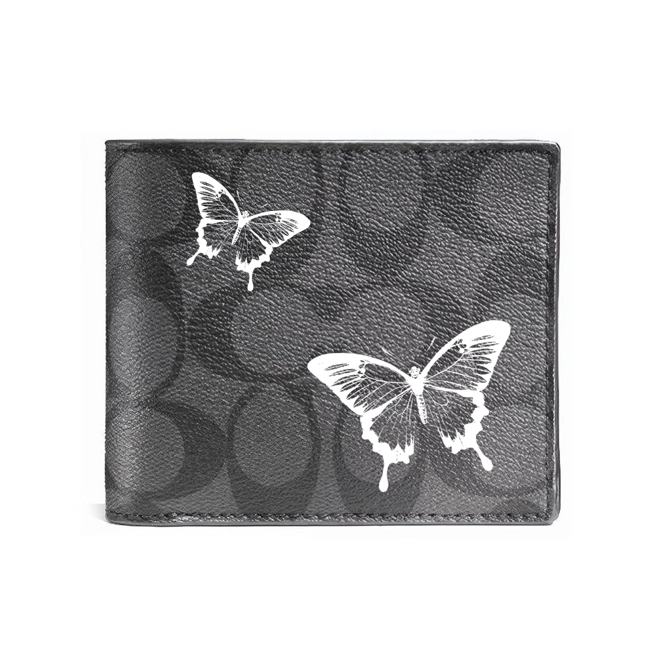 COACH Кожаный кошелек 3 в 1 для мужчин черный, White Butterfly
COACH Кожаный кошелек 3 в 1 для мужчин черный, White Butterfly