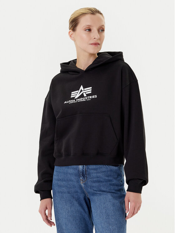 Свитшот regular fit Basic 258040 Alpha Industries, чёрный 
Свитшот regular fit Basic 258040 Alpha Industries, чёрный