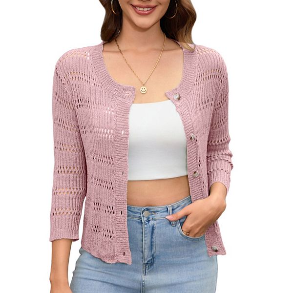 Женский кардиган с 3/4 рукавом и ажурной вязкой Clearflower, Dusty Pink
Женский кардиган с 3/4 рукавом и ажурной вязкой Clearflower, Dusty Pink