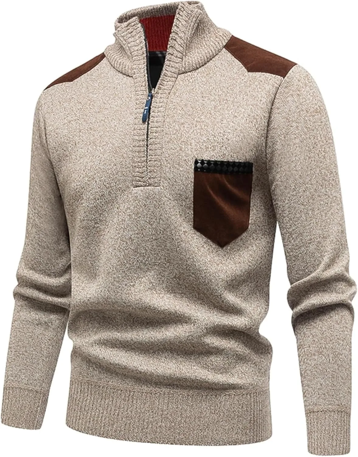 Мужской полузастегивающийся свитер с карманом
Мужской полузастегивающийся свитер с карманом