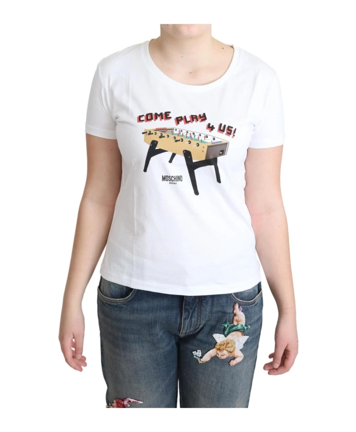 Футболка с круглым вырезом в футбольном стиле Moschino, белый
Футболка с круглым вырезом в футбольном стиле Moschino, белый