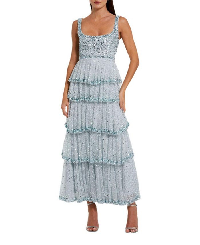 Платье с кружевными вставками, ярусной оборкой и круглым вырезом Mac Duggal, синий
Платье с кружевными вставками, ярусной оборкой и круглым вырезом Mac Duggal, синий