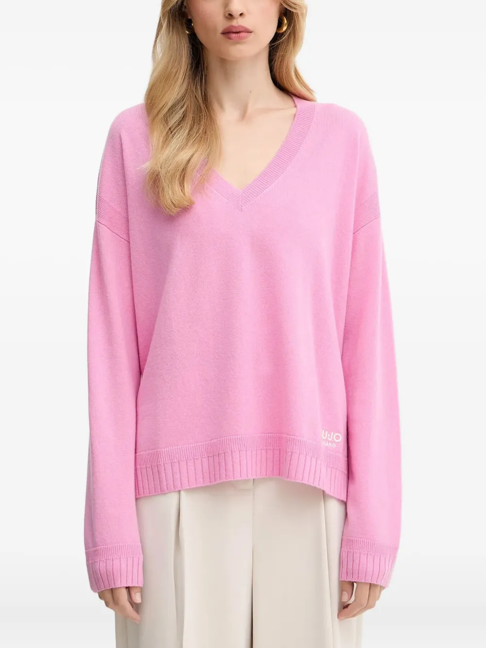 Свитер с V-образным вырезом Liu Jo, розовый
Свитер с V-образным вырезом Liu Jo, розовый