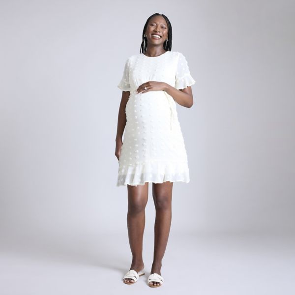 Беременное платье с короткими рукавами, поясом и ярусами Motherhood, белый
Беременное платье с короткими рукавами, поясом и ярусами Motherhood, белый