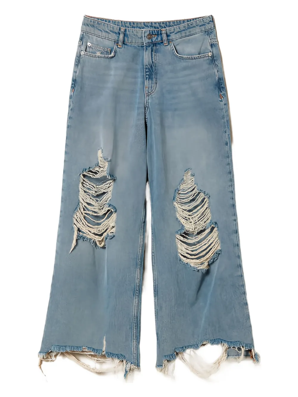 Джинсы с широкими штанинами и потертостями TWINSET, синий
Джинсы с широкими штанинами и потертостями TWINSET, синий