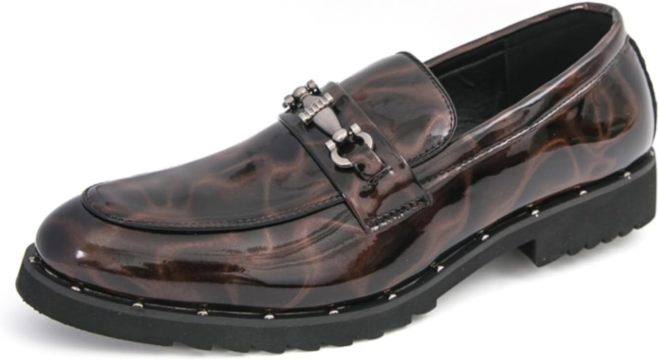 Мужские лоферы из лакированной кожи с металлической пряжкой, стильные формальные туфли без шнурков, блестящий узор, подходят для повседневных вечеринок, свадеб, танцев Aokisx, коричневый
Мужские лоферы из лакированной кожи с металлической пряжкой, стильные формальные туфли без шнурков, блестящий узор, подходят для повседневных вечеринок, свадеб, танцев Aokisx, коричневый