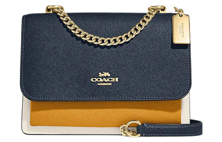 Кожаный дорожный саквояж Klare, сумка через плечо, маленькая кроссбоди для женщин, цвет темно-синий и желтый COACH 
Кожаный дорожный саквояж Klare, сумка через плечо, маленькая кроссбоди для женщин, цвет темно-синий и желтый COACH