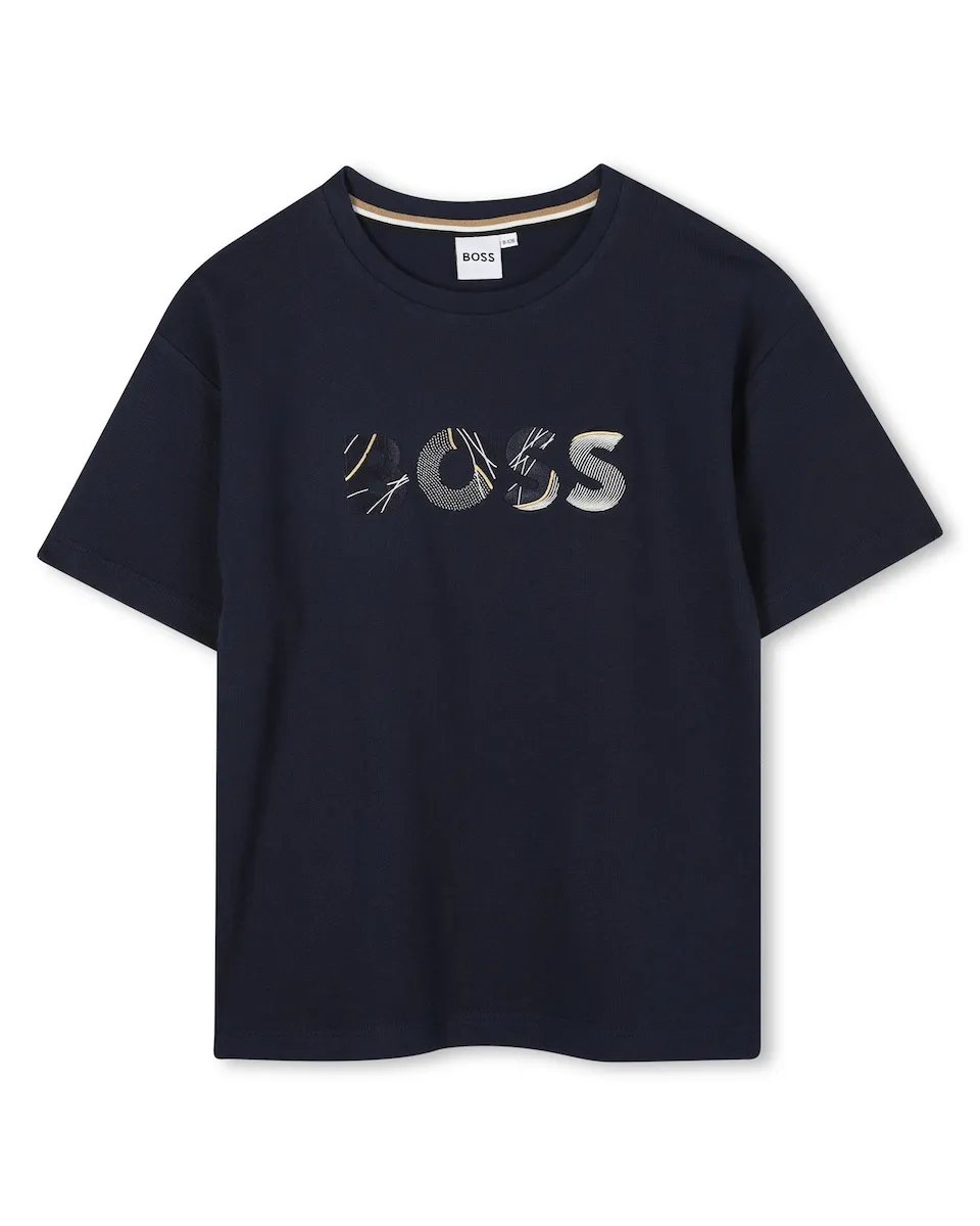 Детская хлопковая футболка с логотипом спереди BOSS Kidswear, черный
Детская хлопковая футболка с логотипом спереди BOSS Kidswear, черный