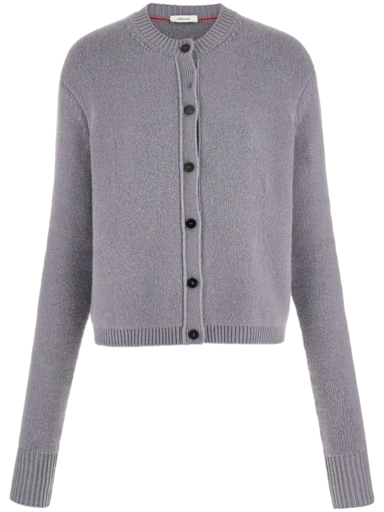 Кардиган с круглым вырезом и логотипом Ferragamo, серый
Кардиган с круглым вырезом и логотипом Ferragamo, серый