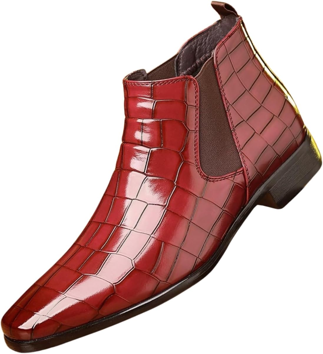 Мужские ботинки Santimon Chelsea с тиснением под крокодила, на застежке-слипоне, с эластичными боковыми вставками, стильная формальная и повседневная обувь для мужчин, красный
Мужские ботинки Santimon Chelsea с тиснением под крокодила, на застежке-слипоне, с эластичными боковыми вставками, стильная формальная и повседневная обувь для мужчин, красный