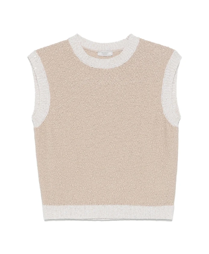 Бежевый вязаный жилет с пайетками Peserico, бежевый
Бежевый вязаный жилет с пайетками Peserico, бежевый