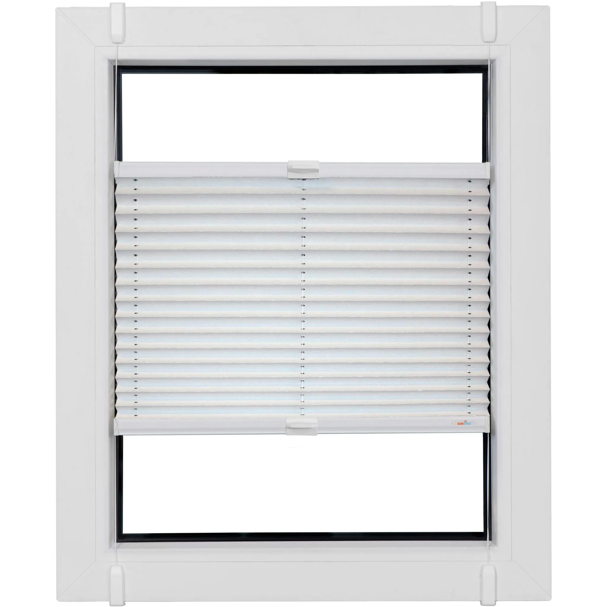 Жалюзи плиссе Sunlines «Молодой стиль энергосбережения», затемняющие, энергосберегающие, без сверления, с перекосами, на заказ, с энергосберегающим эффектом, скреплены зажимными скобами Simply-Fix, цвет weiß + weiß 
Жалюзи плиссе Sunlines «Молодой стиль энергосбережения», затемняющие, энергосберегающие, без сверления, с перекосами, на заказ, с энергосберегающим эффектом, скреплены зажимными скобами Simply-Fix, цвет weiß + weiß