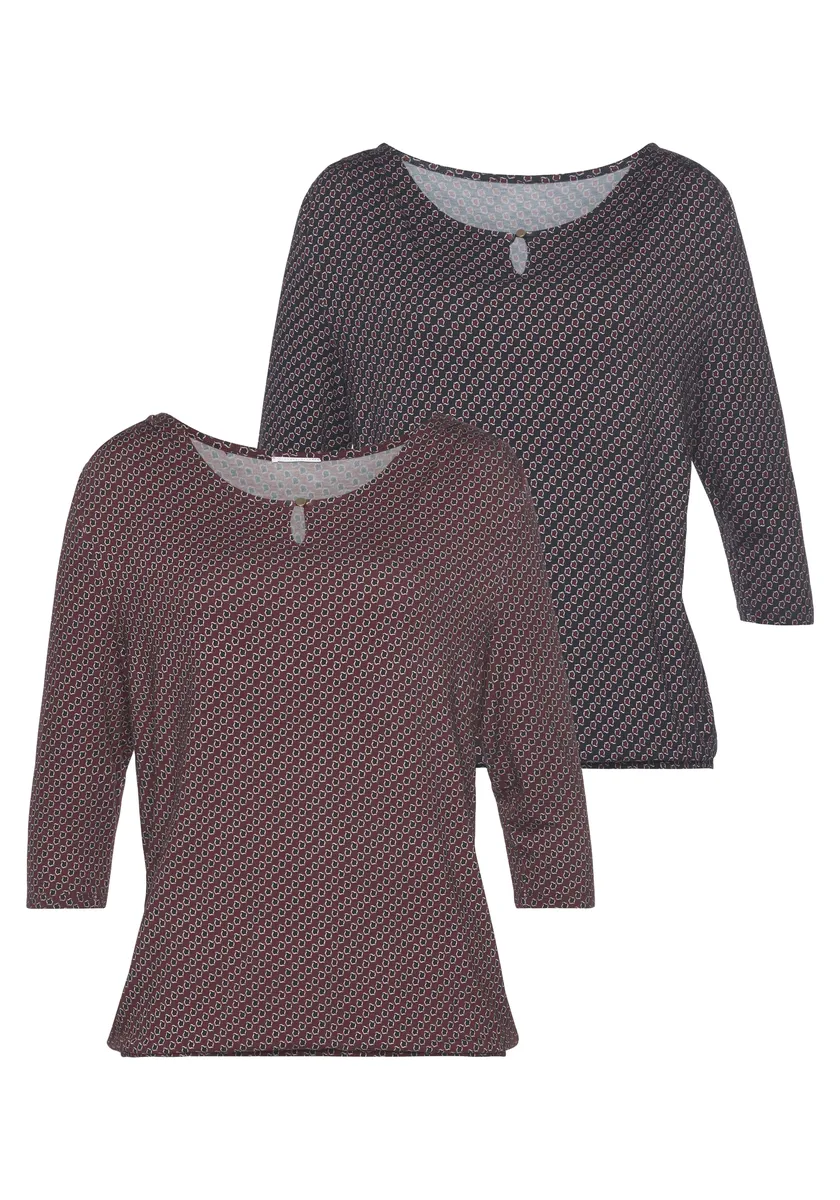 Рубашка Vivance с рукавом 3/4, небольшим вырезом и декоративной пуговицей золотистого цвета на вырезе, синий
Рубашка Vivance с рукавом 3/4, небольшим вырезом и декоративной пуговицей золотистого цвета на вырезе, синий