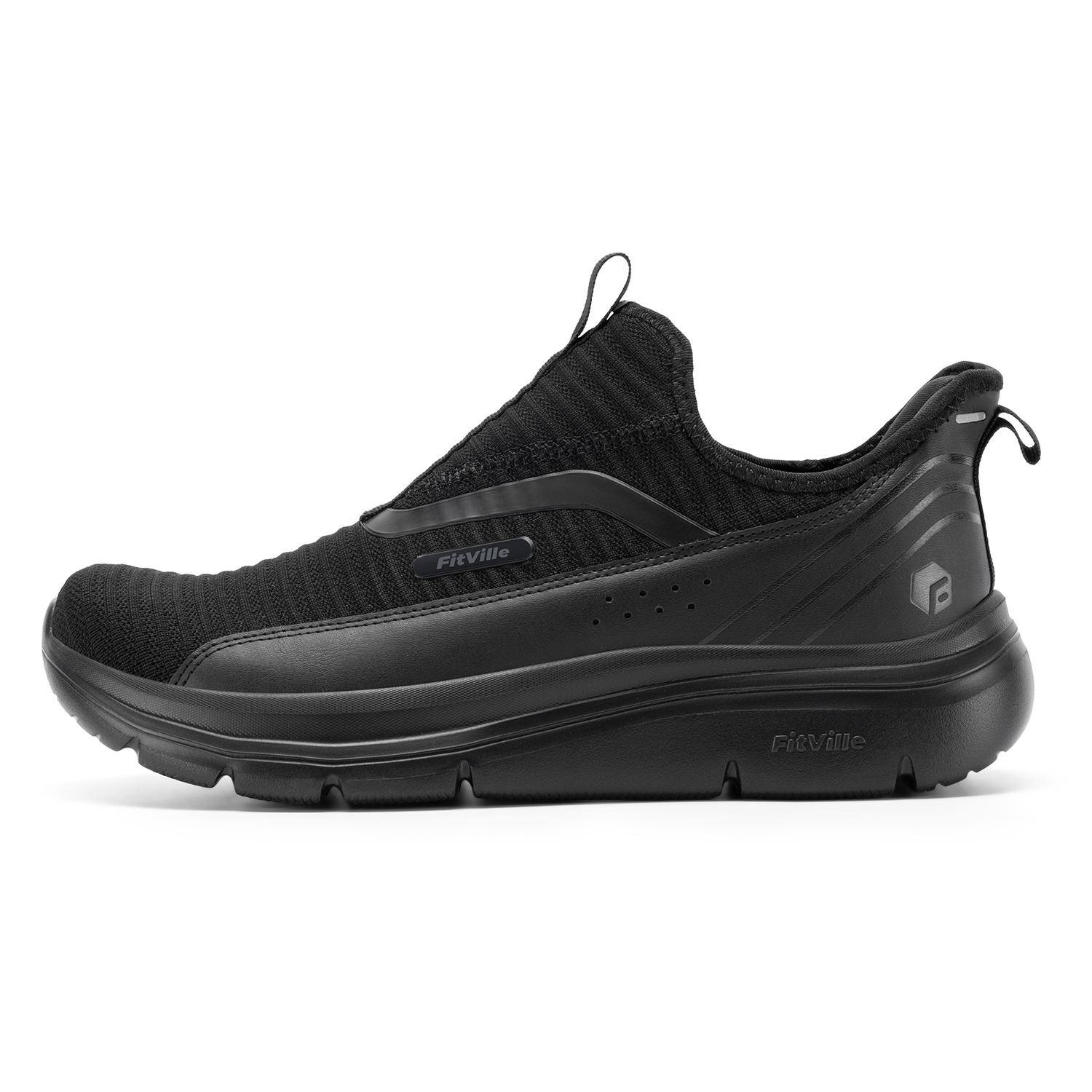 Fitville Мужские черные дышащие противоскользящие повседневные кроссовки на низком ходу с амортизацией, цвет Black 
Fitville Мужские черные дышащие противоскользящие повседневные кроссовки на низком ходу с амортизацией, цвет Black