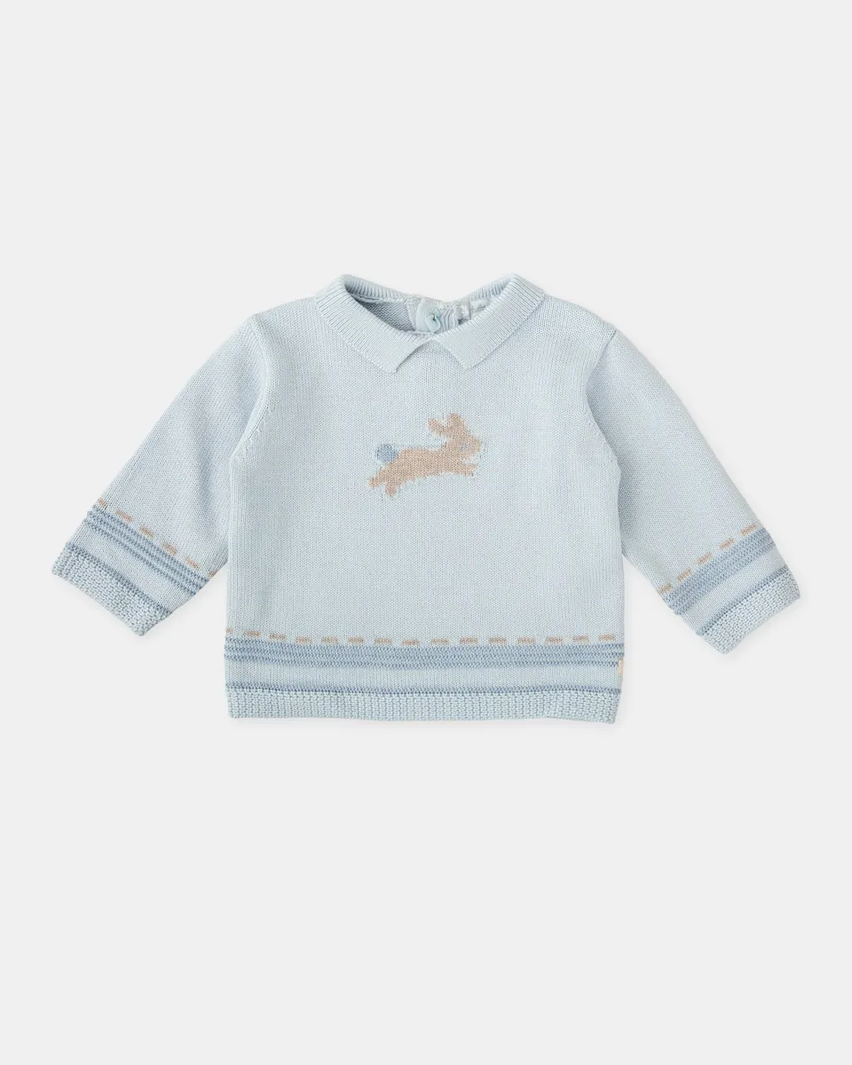 Детский трикотажный свитер с керамическим зайчиком Tutto Piccolo, светло-голубой
Детский трикотажный свитер с керамическим зайчиком Tutto Piccolo, светло-голубой