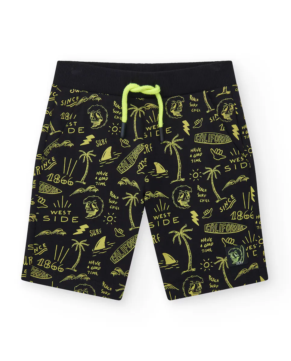 Детские бермуды с принтом и эластичной талией Tuc tuc, черный 
Детские бермуды с принтом и эластичной талией Tuc tuc, черный