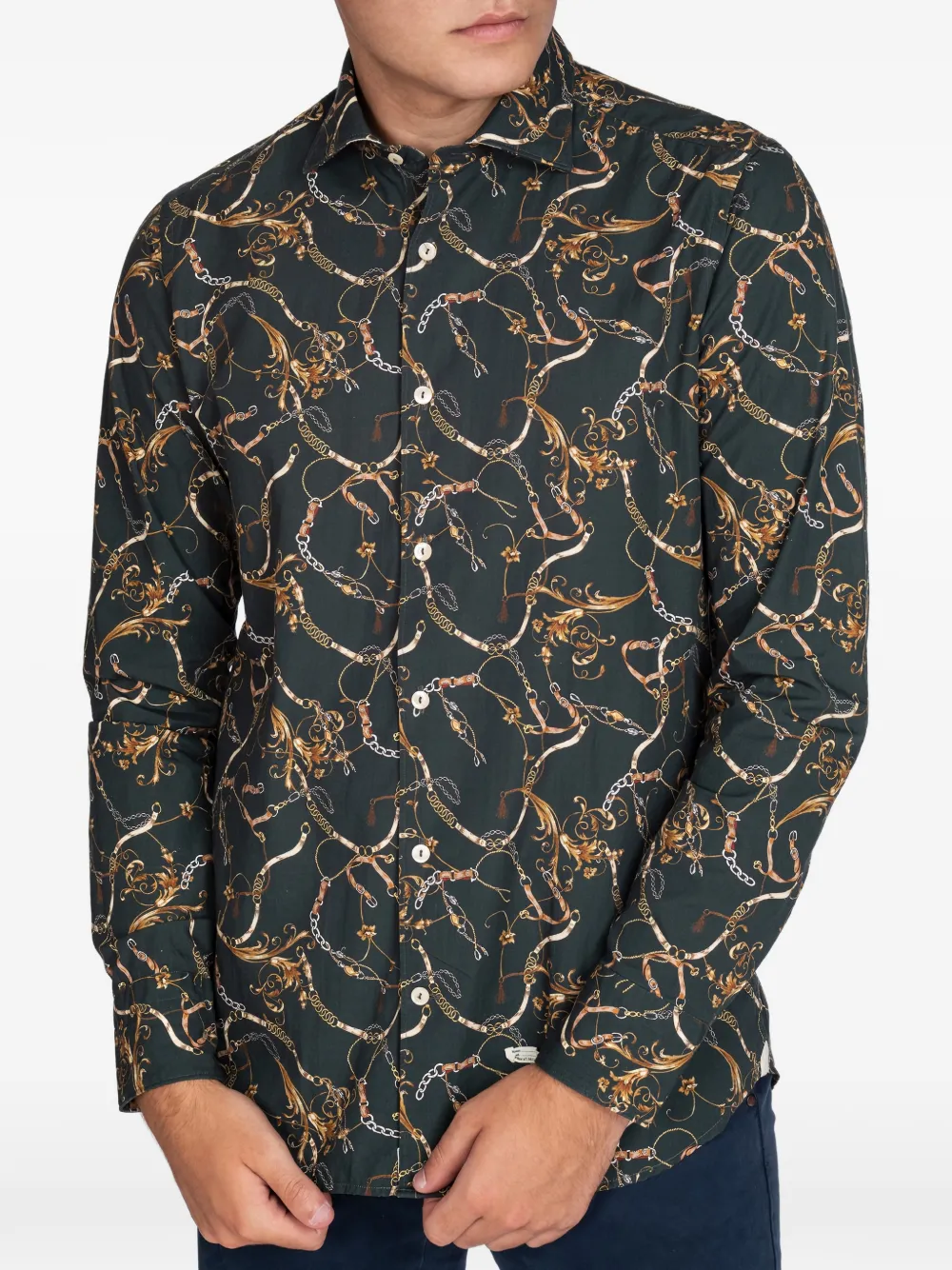 Рубашка с принтом "цепи" Tintoria Mattei, зеленый
Рубашка с принтом "цепи" Tintoria Mattei, зеленый