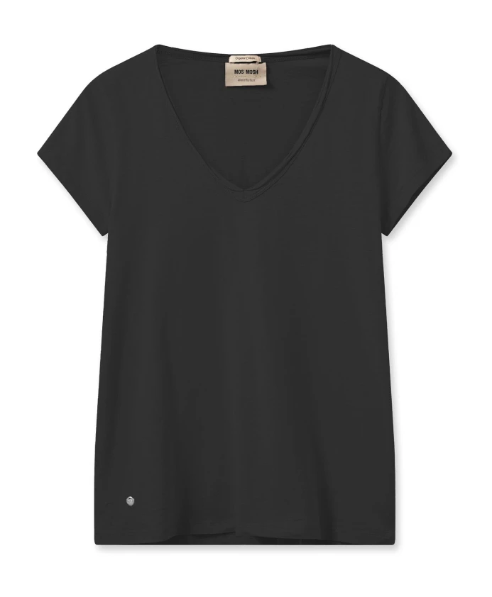 Черная базовая футболка с V-образным вырезом Mos Mosh, черный
Черная базовая футболка с V-образным вырезом Mos Mosh, черный