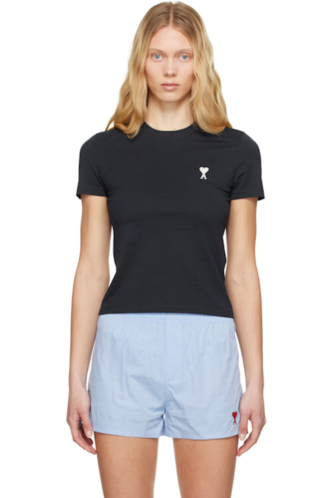 Укороченная футболка из хлопка темно-синего цвета AMI Paris
Укороченная футболка из хлопка темно-синего цвета AMI Paris