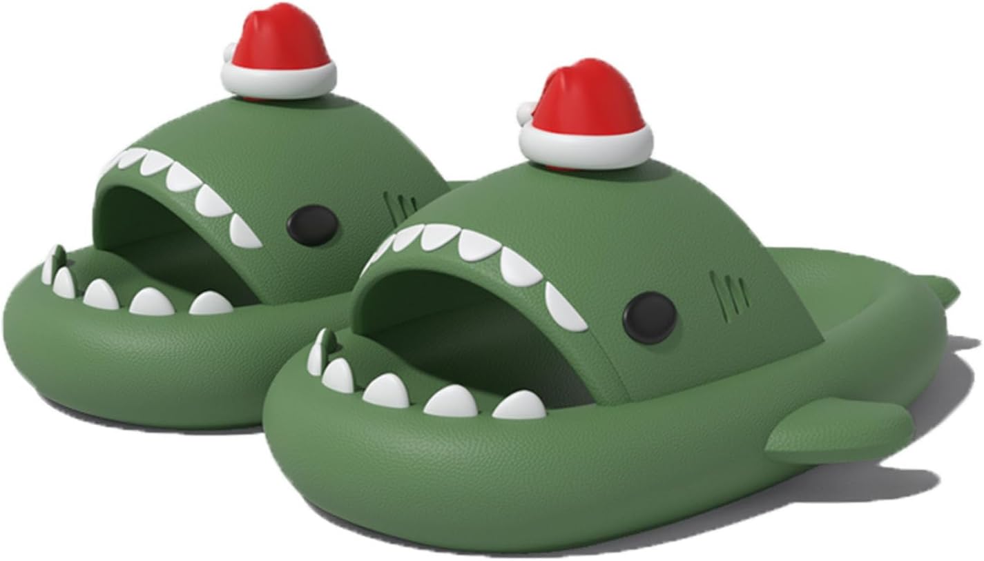 Рождественские шлепанцы Zureto Shark, сандалии Cloud Shark 3D с рождественским мультяшным акулой для женщин и мужчин, темно-зеленый
Рождественские шлепанцы Zureto Shark, сандалии Cloud Shark 3D с рождественским мультяшным акулой для женщин и мужчин, темно-зеленый