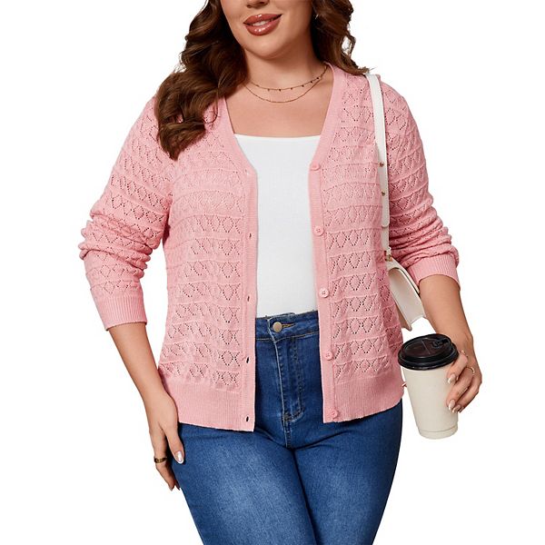Кардиган женский Plus size вязаный тонкий базовый Kojooin, Pink
Кардиган женский Plus size вязаный тонкий базовый Kojooin, Pink