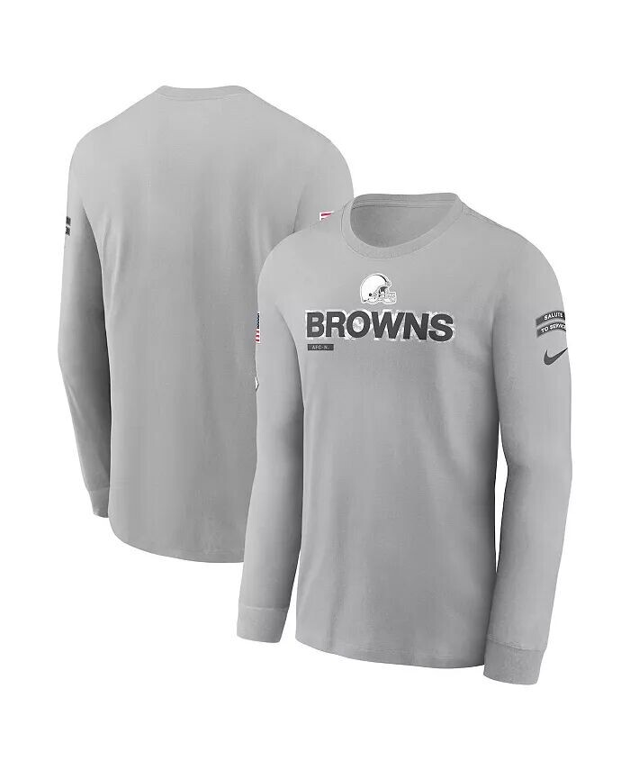 Мужская серая футболка с длинным рукавом Cleveland Browns 2024 Salute To Service Nike
Мужская серая футболка с длинным рукавом Cleveland Browns 2024 Salute To Service Nike