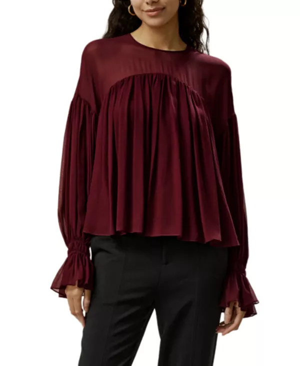 Рубашка с прозрачными плечами и оборками Lilysilk, красный
Рубашка с прозрачными плечами и оборками Lilysilk, красный