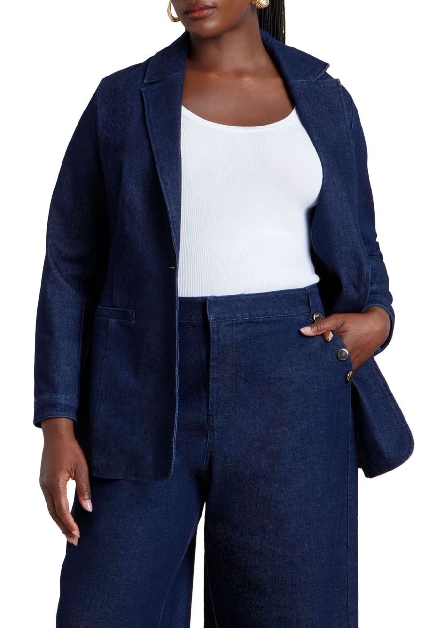 Джинсовый блейзер больших размеров для женщин ELOQUII, Dark rinse denim
Джинсовый блейзер больших размеров для женщин ELOQUII, Dark rinse denim