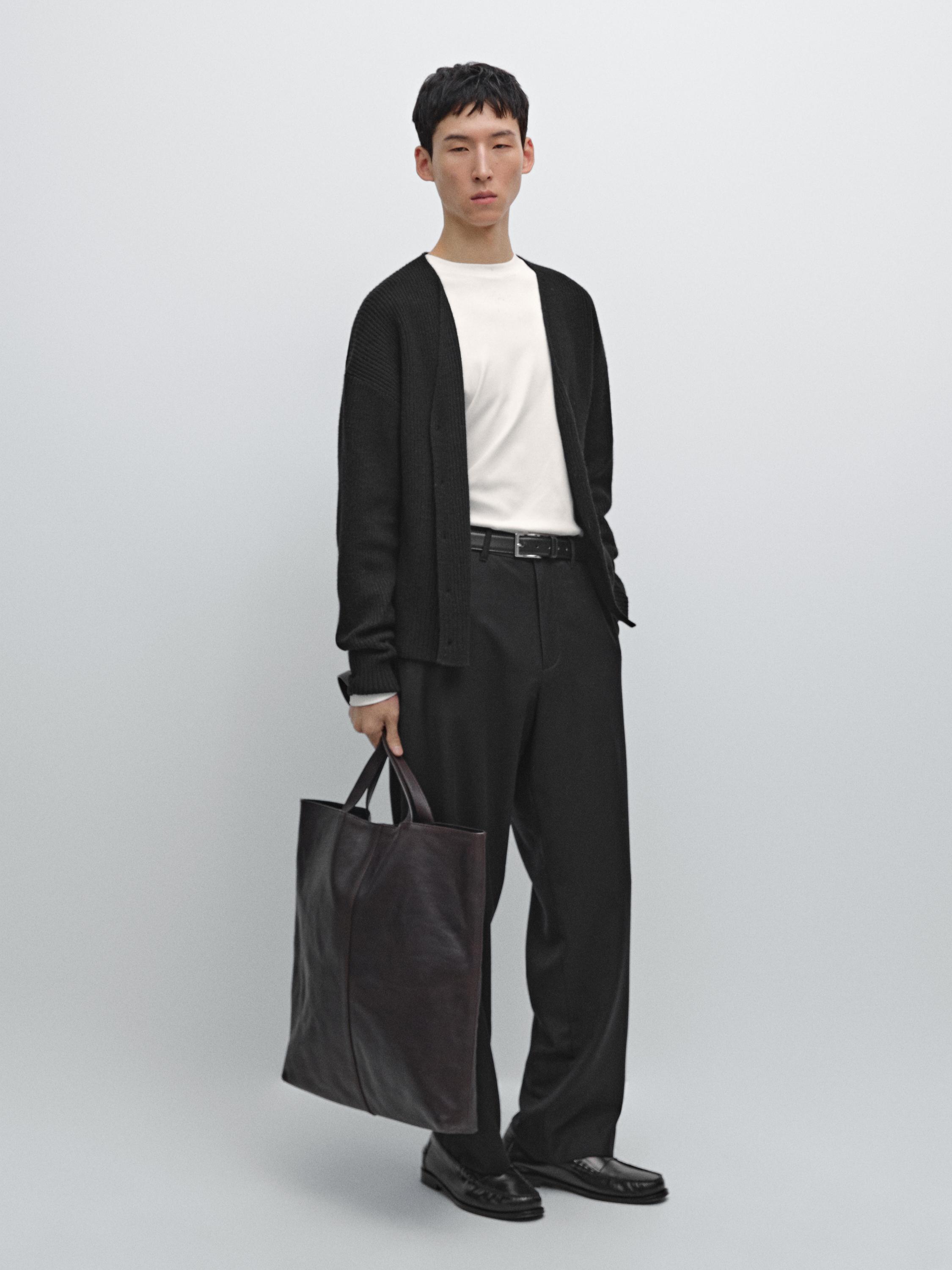 Кардиган из смесовой шерсти Massimo Dutti, черный 
Кардиган из смесовой шерсти Massimo Dutti, черный