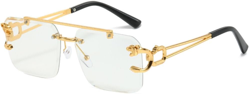 Модные металлические солнцезащитные очки без оправы с леопардовым принтом для женщин и мужчин, роскошные солнцезащитные очки с двойным оправом и защитой от УФ-излучения UV400 TYUVIVO, Gold Clear
Модные металлические солнцезащитные очки без оправы с леопардовым принтом для женщин и мужчин, роскошные солнцезащитные очки с двойным оправом и защитой от УФ-излучения UV400 TYUVIVO, Gold Clear