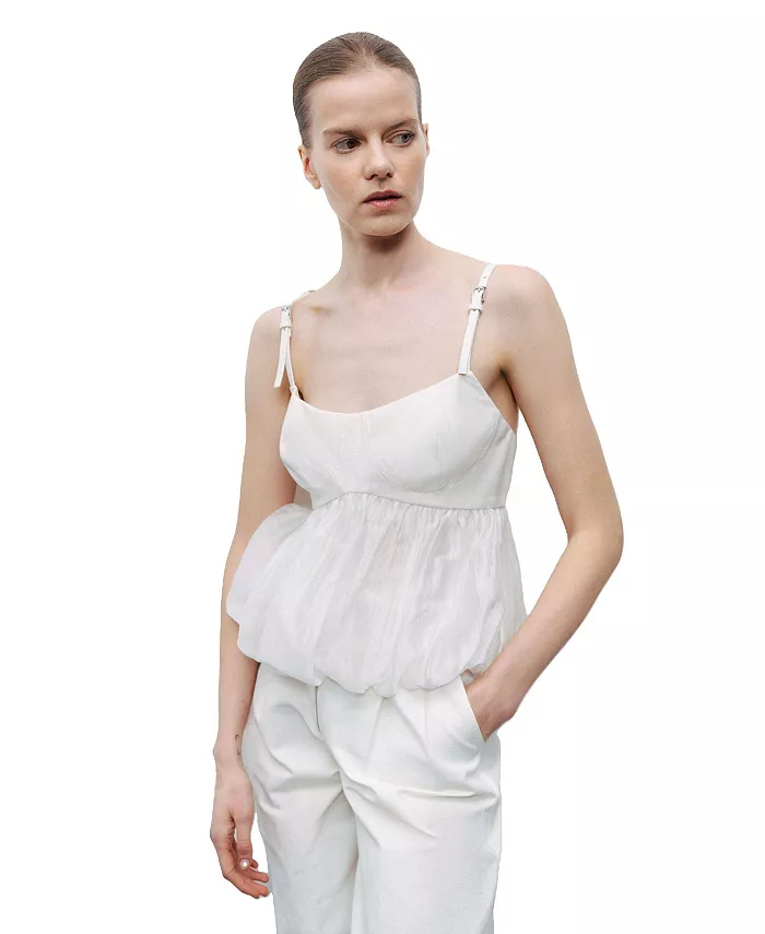 Женская блузка с V-образным вырезом и отделкой бисером NOCTURNE, белый 
Женская блузка с V-образным вырезом и отделкой бисером NOCTURNE, белый