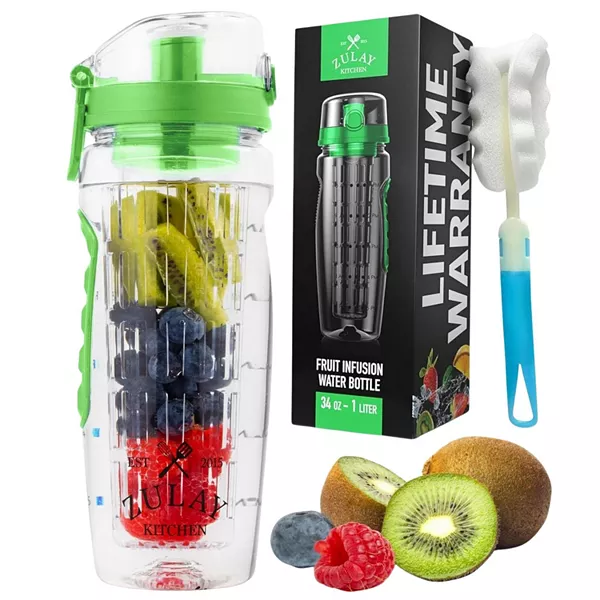 Бутылка для воды с заварочным устройством для фруктов объемом 34 унции с герметичной крышкой и длинной стержневой насадкой Zulay Kitchen, green
Бутылка для воды с заварочным устройством для фруктов объемом 34 унции с герметичной крышкой и длинной стержневой насадкой Zulay Kitchen, green