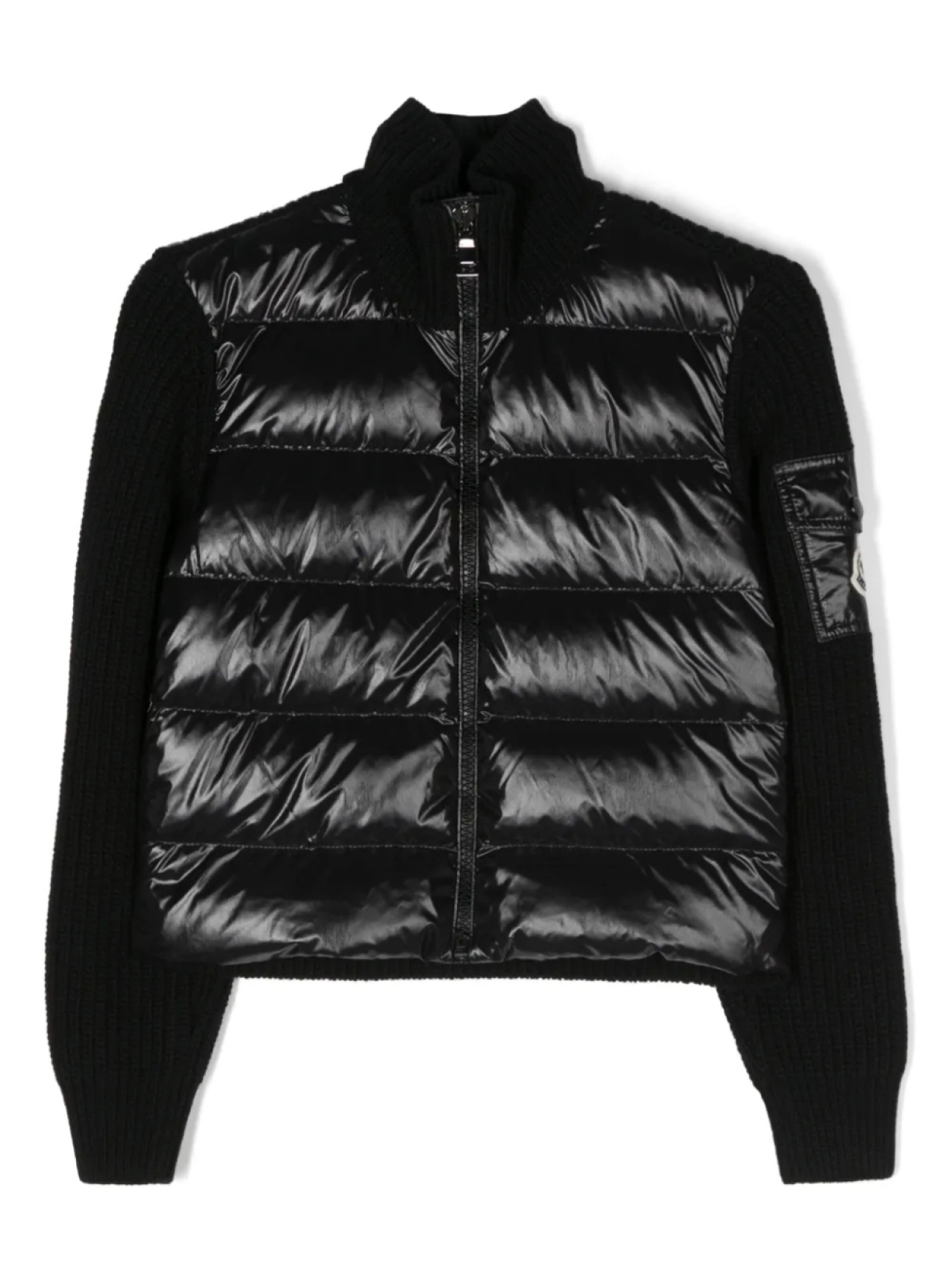 Moncler Enfant пуховик с нашивкой-логотипом, черный 
Moncler Enfant пуховик с нашивкой-логотипом, черный