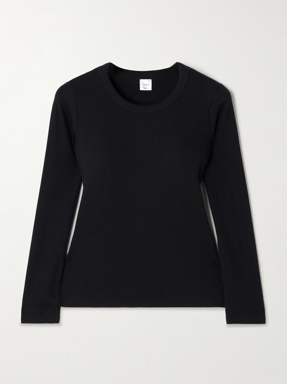 Топ Kelly из эластичного хлопкового джерси в рубчик Leset, черный
Топ Kelly из эластичного хлопкового джерси в рубчик Leset, черный