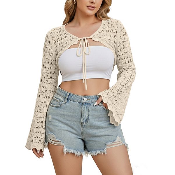 Женский плюс сайз укороченный болеро-кардиган с длинными рукавами и завязкой спереди Clearflower, Beige
Женский плюс сайз укороченный болеро-кардиган с длинными рукавами и завязкой спереди Clearflower, Beige