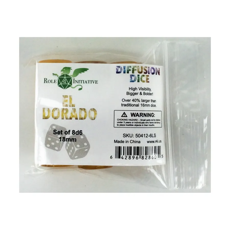 d6 18мм Эльдорадо (8), Game Dice - Diffusion (Role 4 Initiative)
d6 18мм Эльдорадо (8), Game Dice - Diffusion (Role 4 Initiative)