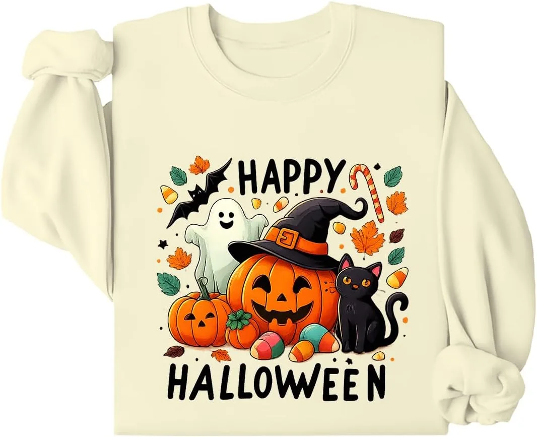 Толстовка с принтом тыквы, кота и летучей мыши Happy Halloween
Толстовка с принтом тыквы, кота и летучей мыши Happy Halloween