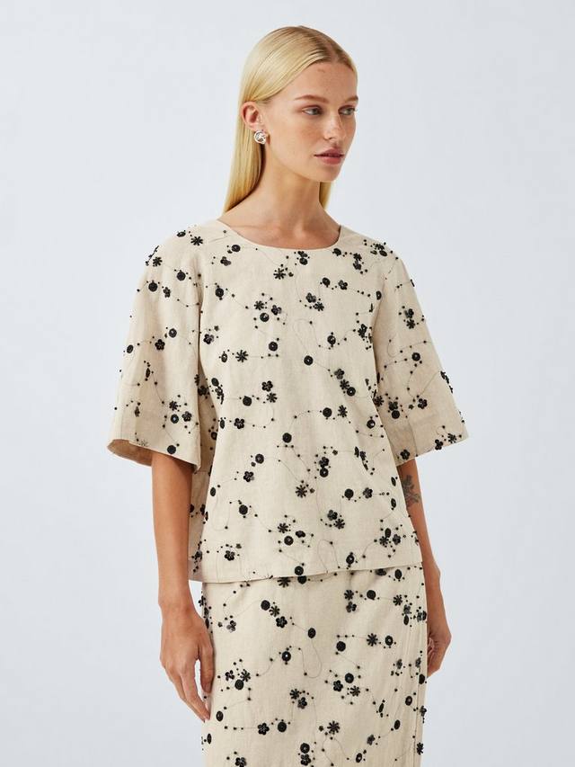 Топ с коротким рукавом из льняной смеси с декоративными элементами John Lewis, Multi
Топ с коротким рукавом из льняной смеси с декоративными элементами John Lewis, Multi