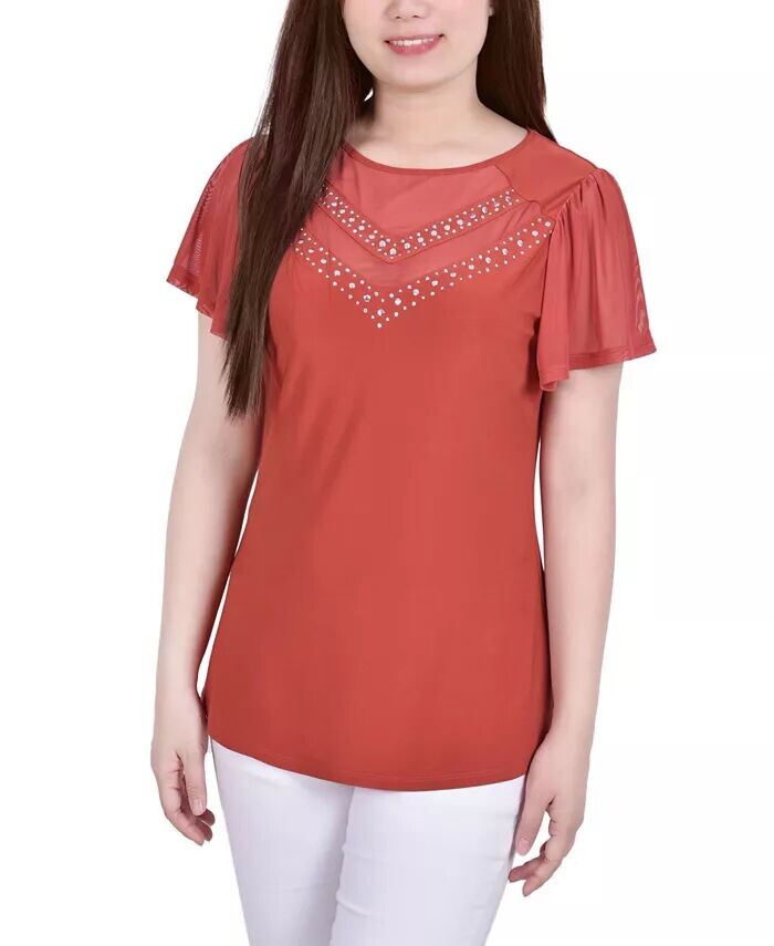Топ Petite с короткими развевающимися рукавами и заклепками NY Collection, оранжевый
Топ Petite с короткими развевающимися рукавами и заклепками NY Collection, оранжевый