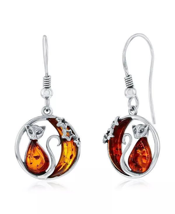 Серьги-Подвески из стерлингового серебра с янтарем в виде кошки и луны Caribbean Treasures, amber
Серьги-Подвески из стерлингового серебра с янтарем в виде кошки и луны Caribbean Treasures, amber