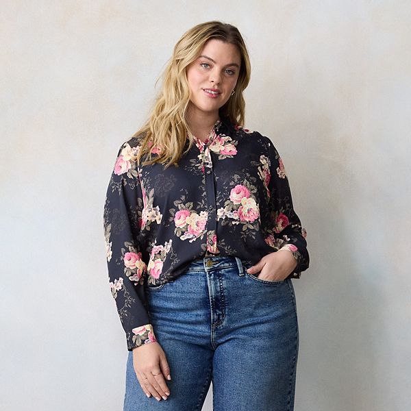 Рубашка на пуговицах Plus size Lc Lauren Conrad, Black Nero Blooms
Рубашка на пуговицах Plus size Lc Lauren Conrad, Black Nero Blooms