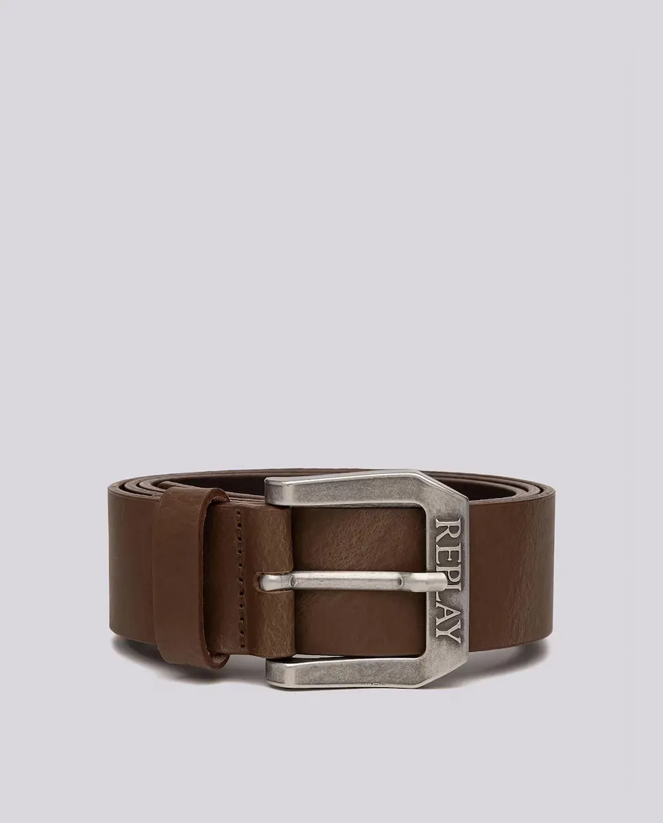 Мужской кожаный ремень с пряжкой-логотипом Replay, коричневый
Мужской кожаный ремень с пряжкой-логотипом Replay, коричневый