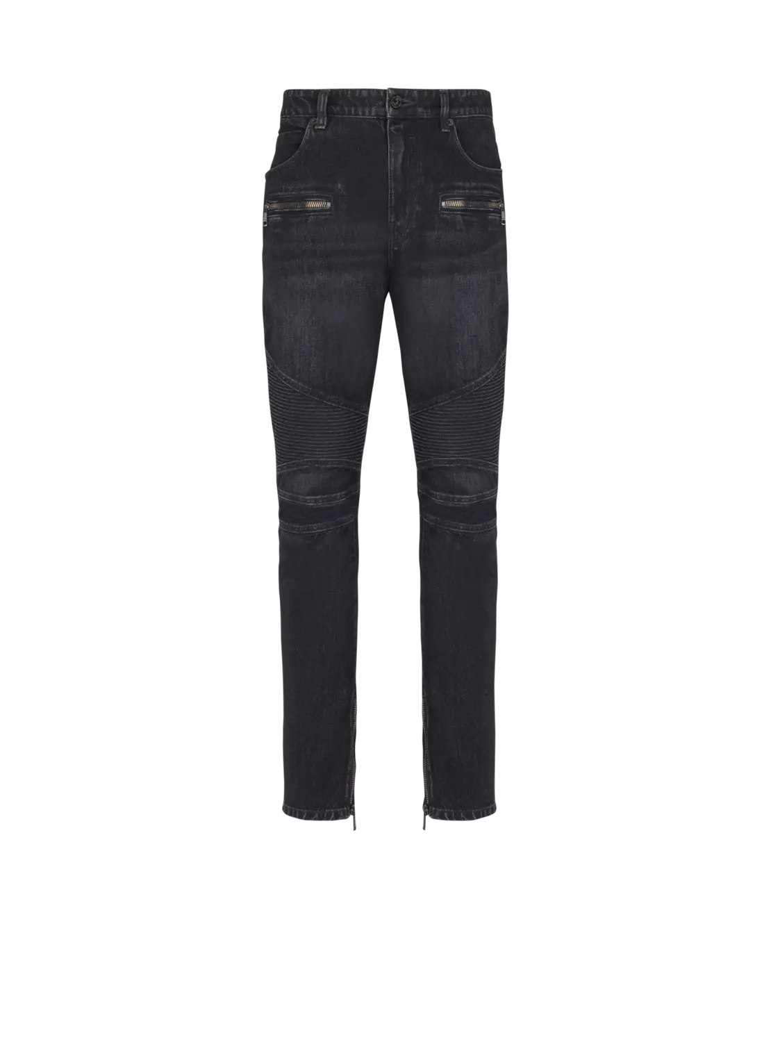 Байкерские джинсы из черного винтажного денима Balmain
Байкерские джинсы из черного винтажного денима Balmain