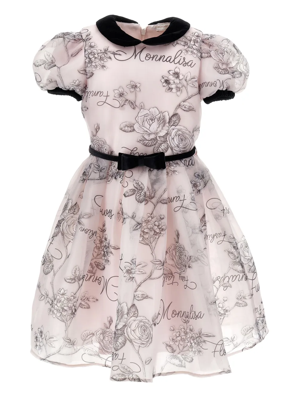 Платье с цветочным принтом и объемными рукавами Monnalisa, розовый 
Платье с цветочным принтом и объемными рукавами Monnalisa, розовый